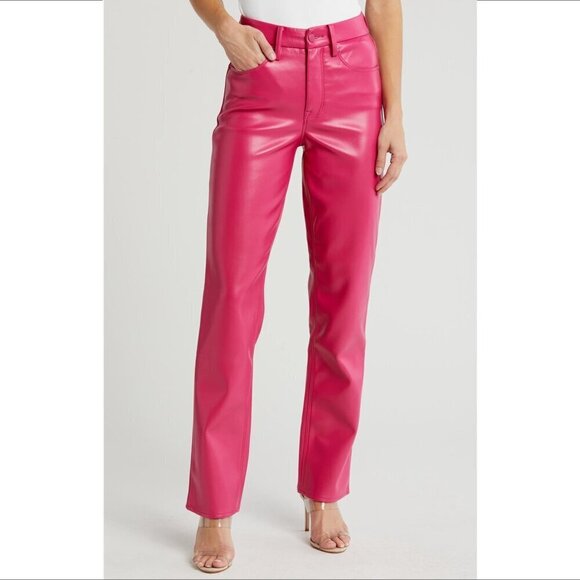 Good American Pants - Good American Icon faux leather pants jeans Love Potion pink hot bright new 25 0
